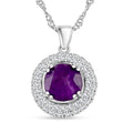 Simulated Amethyst and Simulated Diamond 2.70 ctw Pendant Necklace in Silvertone 18 Inches - Sticky add to cart bar