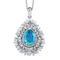 Peacock Quartz (Triplet) and Moissanite 8.30 ctw Aurora Cascade Pendant Necklace in Rhodium Over Sterling Silver 20 Inches - Sticky add to cart bar