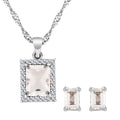 White Quartz and Simulated Diamond 3.75 ctw Earrings and Pendant Necklace in Silvertone 18 Inches - Sticky add to cart bar