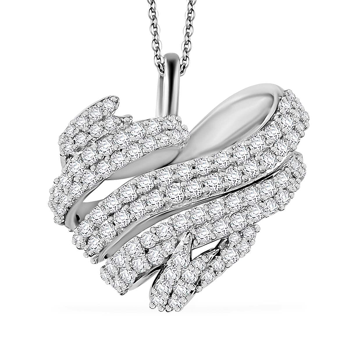 GP Diamond Heart Pendant Necklace (20 Inches) in Rhodium Over Sterling Silver 0.50 ctw