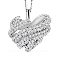 GP Diamond Heart Pendant Necklace (20 Inches) in Rhodium Over Sterling Silver 0.50 ctw