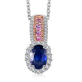 Ceylon Blue Sapphire and Multi Gemstone 1.35 ctw Ocean Blossom Pendant Necklace in 18K Vermeil RG and Rhodium Over Sterling Silver 20 Inches - Sticky add to cart bar