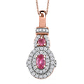Mahenge Spinel and White Zircon 0.80 ctw Blossom Embrace Pendant Necklace in 18K Vermeil Rose Gold Over Sterling Silver 20 Inches - Sticky add to cart bar