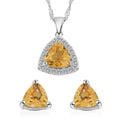 Simulated Citrine and Simulated Diamond 2.75 ctw Earrings, Pendant Necklace in Silvertone 18 Inches - Sticky add to cart bar