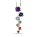 Multi Gemstone 1.80 ctw Seven Chakra Pendant in Rhodium Over Sterling Silver with Stainless Steel Necklace 20 Inches - Sticky add to cart bar