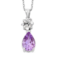 Simulated Amethyst and Simulated Diamond 3.10 ctw Pendant Necklace in Silvertone 18 Inches