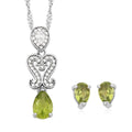 Simulated Peridot and Simulated Diamond 3.00 ctw Earrings, Pendant Necklace in Silvertone 18 Inches - Sticky add to cart bar