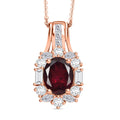 Doorbuster Orissa Rhodolite Garnet, Moissanite Pendant Necklace (20 Inches) in 18K Vermeil RG Over Sterling Silver 3.90 ctw - Sticky add to cart bar