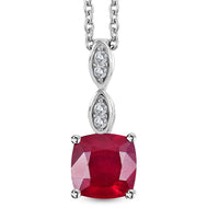 Niassa Ruby (FF), White Zircon 2.25 ctw Dewdrop Pendant in Rhodium Over Sterling Silver with Stainless Steel Necklace 20 Inches