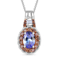 TLV Tanzanite, Natural Champagne and White Diamond (0.25 cts) Pendant Necklace (20 Inches) in Rhodium Over Sterling Silver 1.00 ctw - Sticky add to cart bar