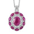 Royal Ruby and White Zircon 3.25 ctw Cocktail Pendant Necklace in Rhodium Over Sterling Silver 20 Inches - Sticky add to cart bar