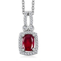 Niassa Ruby (FF) and White Zircon 1.70 ctw Twilight Blossom Pendant in Rhodium Over Sterling Silver with Stainless Steel Necklace 20 Inches - Sticky add to cart bar
