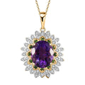 Moroccan Amethyst and Multi Gemstone 5.15 ctw Sunflower Pendant Necklace in 18K Vermeil Yellow Gold Over Sterling Silver 20 Inches - Sticky add to cart bar