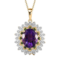 Moroccan Amethyst and Multi Gemstone 5.15 ctw Sunflower Pendant Necklace in 18K Vermeil Yellow Gold Over Sterling Silver 20 Inches