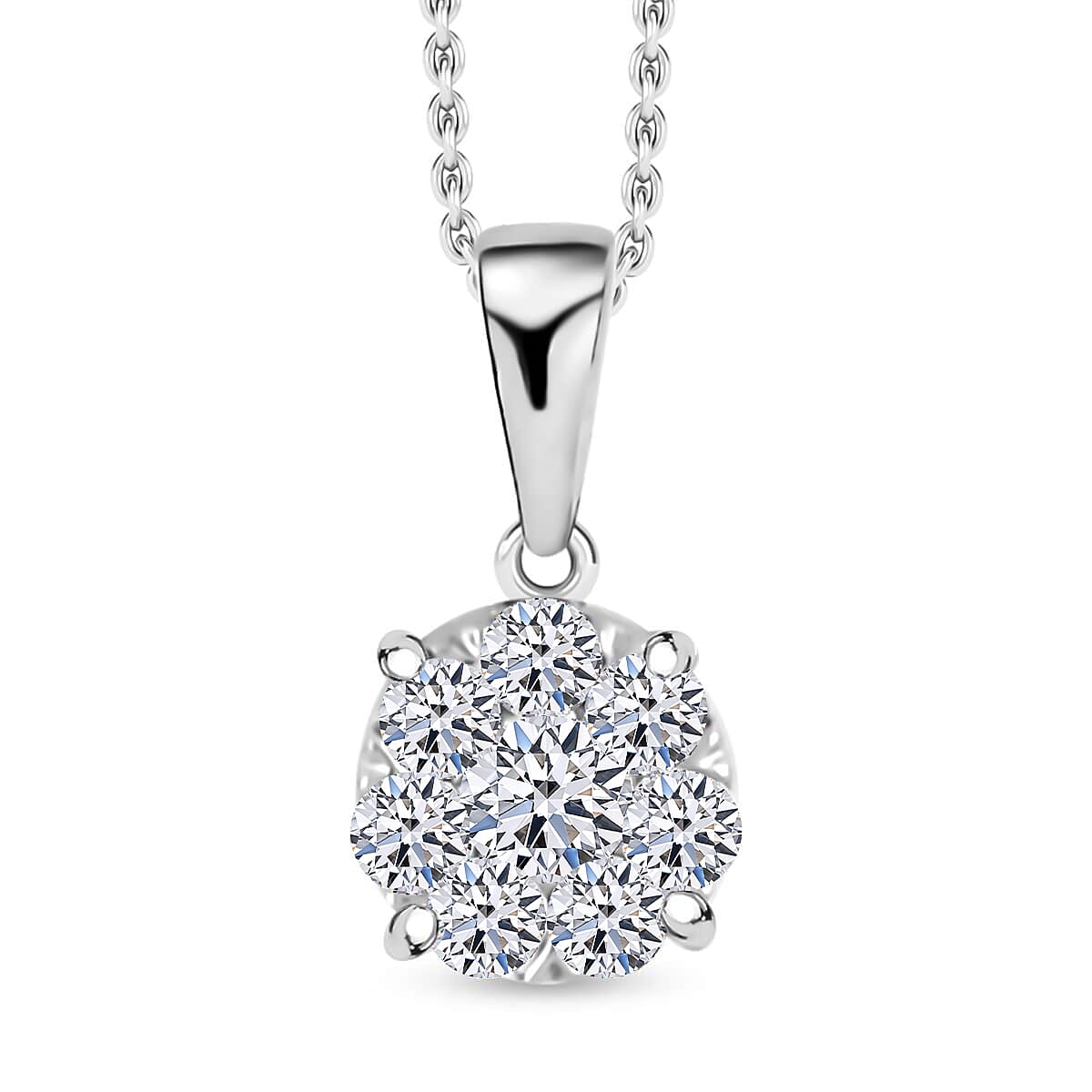 Luxuriant Lab Grown Diamond G-H SI 0.50 ctw Pendant Necklace 20 Inches in Platinum Over Sterling Silver