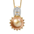 South Sea Golden Cultured Pearl and Multi Gemstone 1.15 ctw Sunrise Pendant Necklace in 18K Vermeil Yellow Gold Over Sterling Silver 20 Inches - Sticky add to cart bar