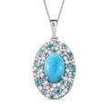 Larimar and Multi Gemstone 9.80 ctw Ocean Bubbles Pendant Necklace in Rhodium Over Sterling Silver 20 Inches - Sticky add to cart bar