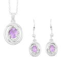 Simulated Amethyst and Simulated Diamond 2.30 ctw Earrings, Pendant Necklace in Silvertone 18 Inches - Sticky add to cart bar