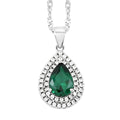 Lab Created Green Quartz and Simulated Diamond 3.00 ctw Drop Pendant Necklace in Silvertone 18 Inches - Sticky add to cart bar