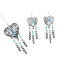 Turquoise 0.25 ctw Heart Necklace and Earrings in Silvertone 18 Inches - Sticky add to cart bar