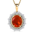 Luxoro Premium Crimson Fire Opal, Natural Yellow and White Diamond 3.70 ctw Sunrise Pendant Necklace in 14K Yellow Gold 18 Inches - Sticky add to cart bar
