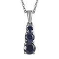 Lab Created Blue Sapphire Pendant Necklace (20 Inches) in Stainless Steel 1.00 ctw - Sticky add to cart bar