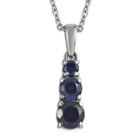 Lab Created Blue Sapphire Pendant Necklace (20 Inches) in Stainless Steel 1.00 ctw