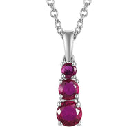 Lab Created Blue Sapphire Pendant Necklace (20 Inches) in Stainless Steel 1.00 ctw