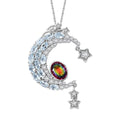 GP Celestial Dream Collection Nebula Quartz Doublet and Multi Gemstone 7.60 ctw Pendant Necklace in Rhodium Over Sterling Silver 20 Inches - Sticky add to cart bar