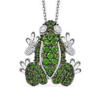 GP Trionfo Collection Chrome Diopside and White Zircon 1.75 ctw Frog Pendant Necklace