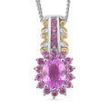 Martha Rocha Kunzite and Madagascar Pink Sapphire 1.40 ctw Pendant Necklace in 18K Vermeil YG and Rhodium Over Sterling Silver 20 Inches - Sticky add to cart bar