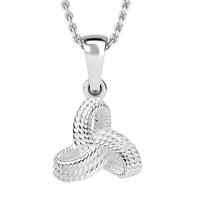 Love Knot Pendant in Sterling Silver with Stainless Steel Necklace 20 Inches