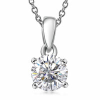 Moissanite 1.00 ctw Pendant in Rhodium Over Sterling Silver with Stainless Steel Necklace 20 Inches