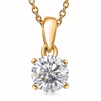 Moissanite 1.00 ctw Pendant in Rhodium Over Sterling Silver with Stainless Steel Necklace 20 Inches