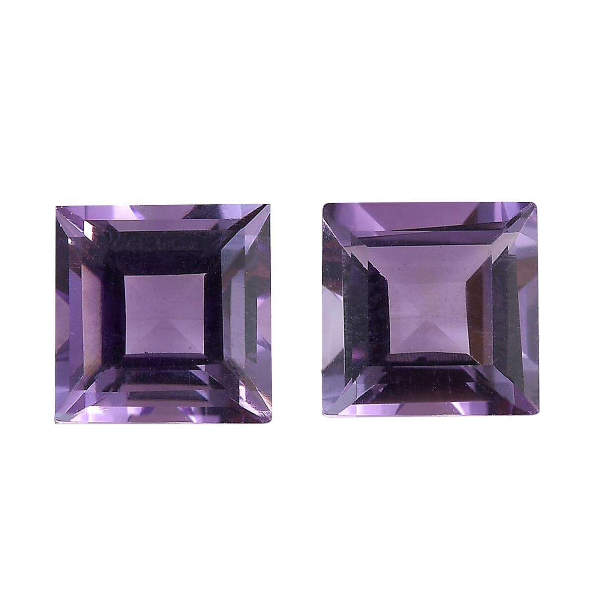 Rose De France Amethyst Set of 2 (Sqr 7 mm) 2.92 ctw Loose Gemstone