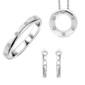 Luxuriant Lab Grown Diamond (G-H, SI) Hoop Earrings, Band Ring (Size 6) and Circle Pendant Necklace (18 Inches) in Platinum Over Sterling Silver (Del. in 5-7 Days) 0.50 ctw - Sticky add to cart bar