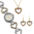 GC Quartz Movement Heart Band Watch with Heart Necklace 18 Inches and Earrings in Goldtone & Rosetone - Sticky add to cart bar