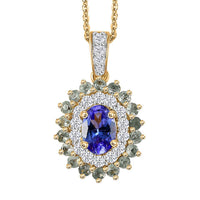 TLV Tanzanite, Multi Gemstone Pendant Necklace (20 Inches) in 18K Vermeil YG Over Sterling Silver 2.75 ctw
