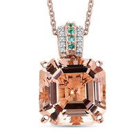 Iliana 18K Rose Gold AAA Marropino Morganite, Paraiba Tourmaline and G-H SI Diamond Accent 7.35 ctw Pendant Necklace 18 Inches 4.80 Grams