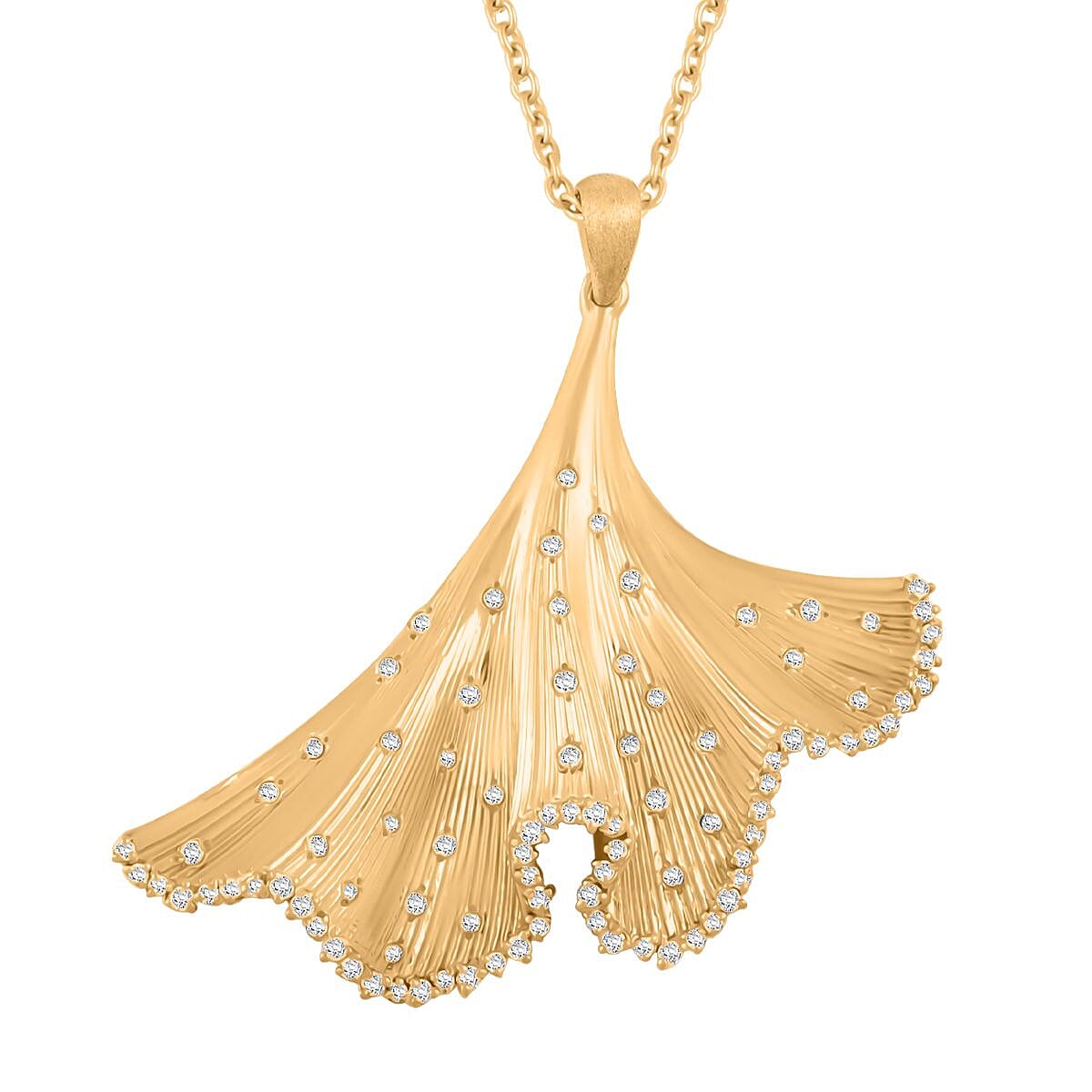 Clarte Gilded Collection Moissanite 0.55 ctw Gilded Pendant Necklace in Vermeil Yellow Gold Over Sterling Silver 18 Inches