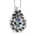 Peacock Tanzanite and Green Diamond 1.30 ctw Pendant Necklace in Rhodium Over Sterling Silver 20 Inches - Sticky add to cart bar