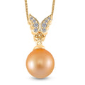 South Sea Golden Cultured Pearl and Multi Gemstone 0.30 ctw Butterfly Pendant Necklace in 18K Vermeil Yellow Gold Over Sterling Silver 20 Inches - Sticky add to cart bar