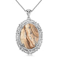 Picture Jasper Pendant Necklace (20 Inches) in Stainless Steel 34.00 ctw - Sticky add to cart bar