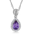 Simulated Alexandrite and Simulated Diamond 2.60 ctw Pendant Necklace in Silvertone 18 Inches - Sticky add to cart bar