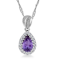 Simulated Alexandrite and Simulated Diamond 2.60 ctw Pendant Necklace in Silvertone 18 Inches