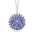 Tanzanite 3.25 ctw Pagoda Bloom Pendant Necklace 20 Inches in Rhodium Over Sterling Silver - Sticky add to cart bar