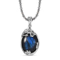 Karis Malagasy Labradorite 70.00 ctw Dragon Pendant with Beaded Necklace in Platinum Bond 18-20 Inches - Sticky add to cart bar