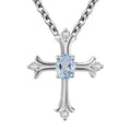 African Amethyst and White Zircon Cross 0.50 ctw Pendant in Sterling Silver with Stainless Steel Chain 20 Inches - Sticky add to cart bar