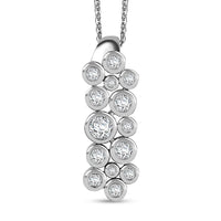 Moissanite Pendant Necklace (20 Inches) in Rhodium Over Sterling Silver 1.00 ctw