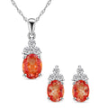 Orange Topaz and White Topaz 5.50 ctw Earrings, Pendant Necklace in Sterling Silver 18 Inches - Sticky add to cart bar